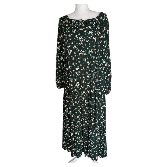 Old Navy Size Medium Long-Sleeve Tiered Floral Maxi Swing Dress with Pockets - Picture 2 of 13